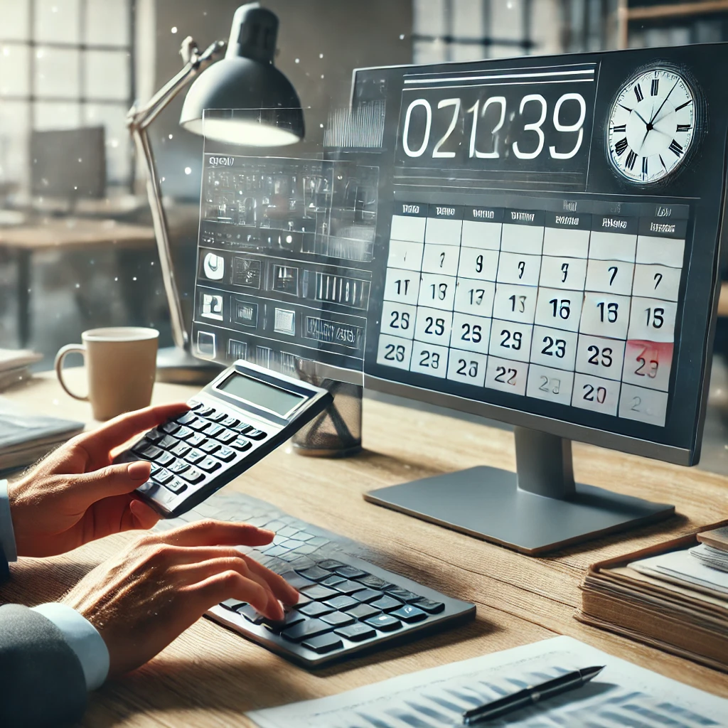 직원이 컴퓨터를 통해 주휴수당을 계산하는 모습