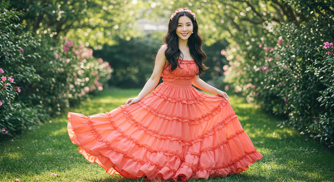 러플 드레스 유행, 샌디리앙 감성으로 세련되게 입는 법