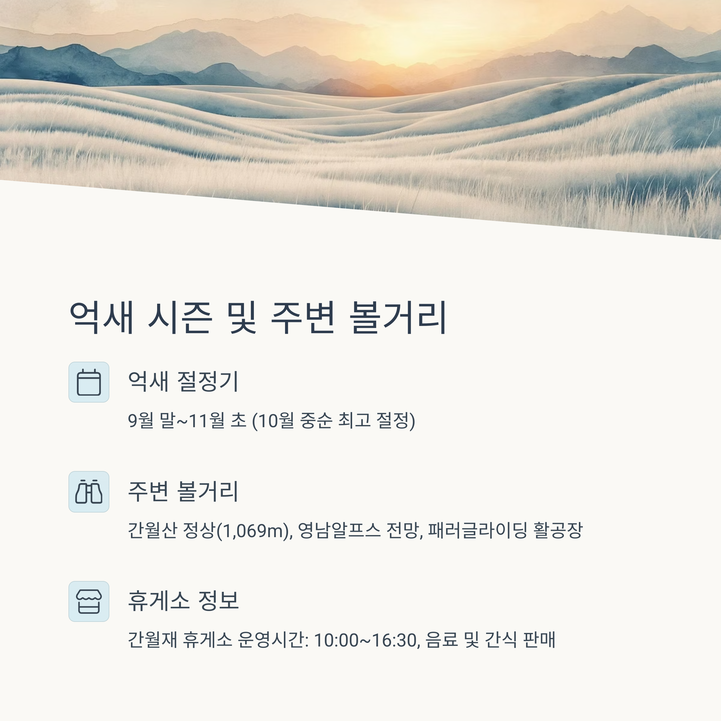억새 시즌과 주변 명소 정보