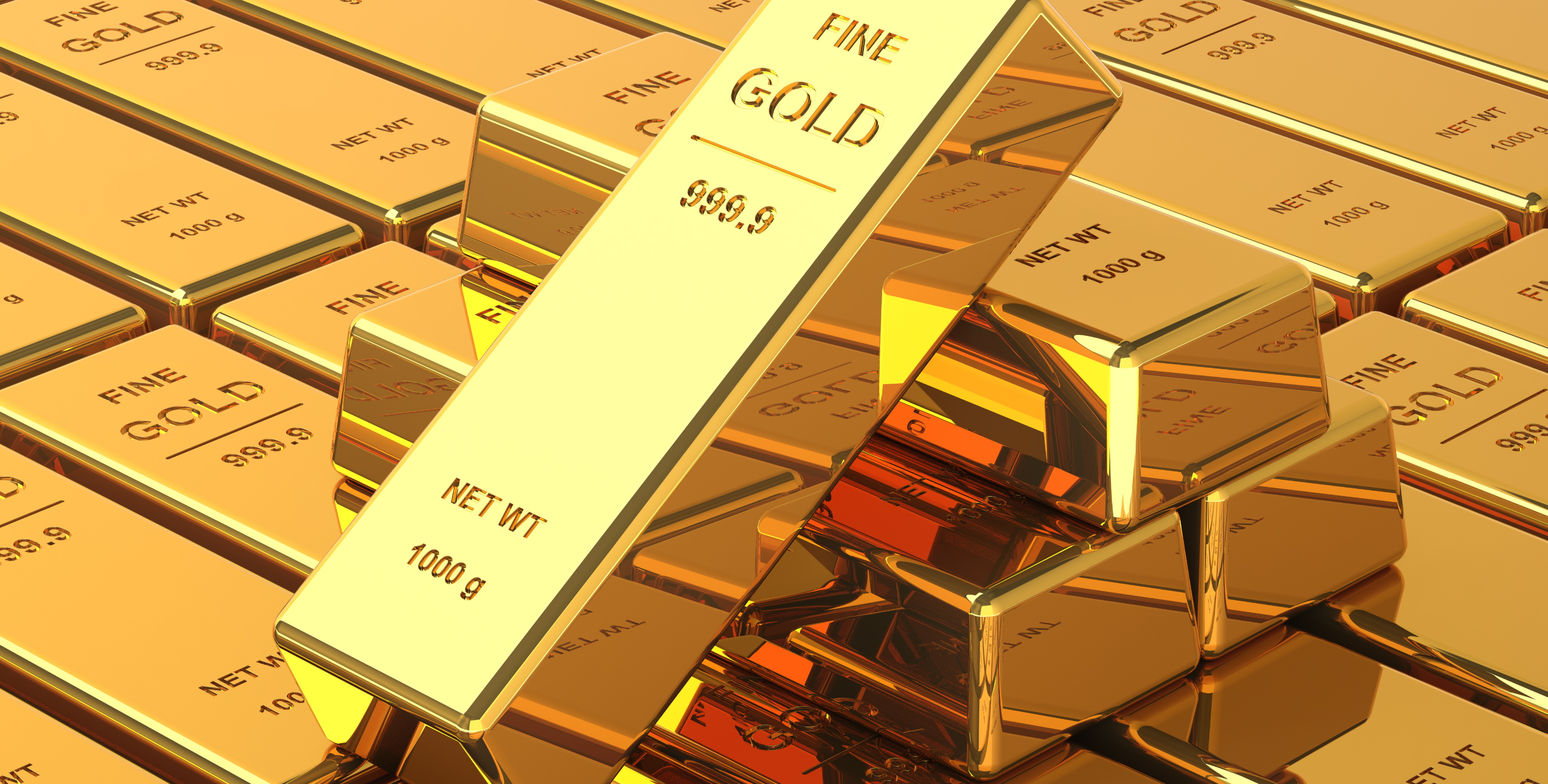 정갈하게 쌓여있는 금괴 이미지