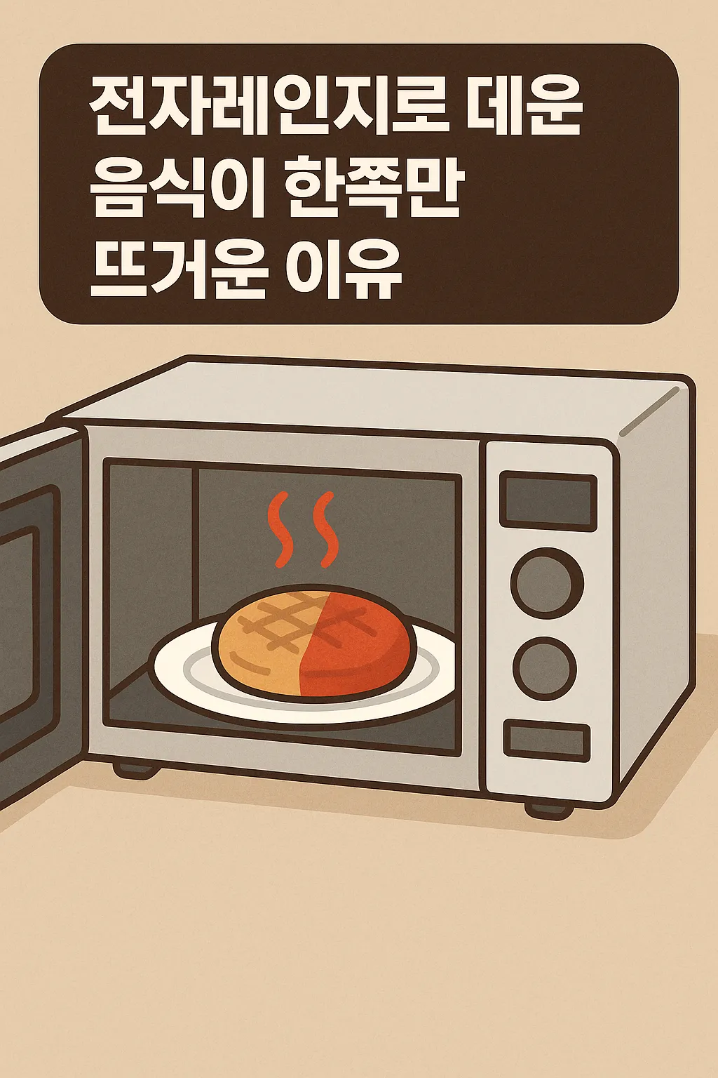 전자레인지로-데운-음식이-한쪽만-뜨거운-이유를-표현한-일러스트-이미지