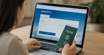 컴퓨터를 보고 있는 사람의 모습