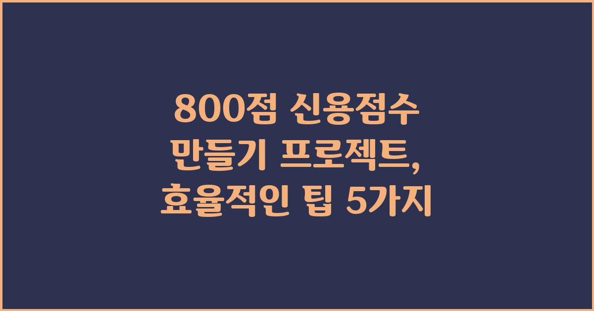 800점 신용점수 만들기 프로젝트