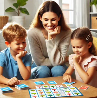 아이들과 함께 놀이하는 주부 사진