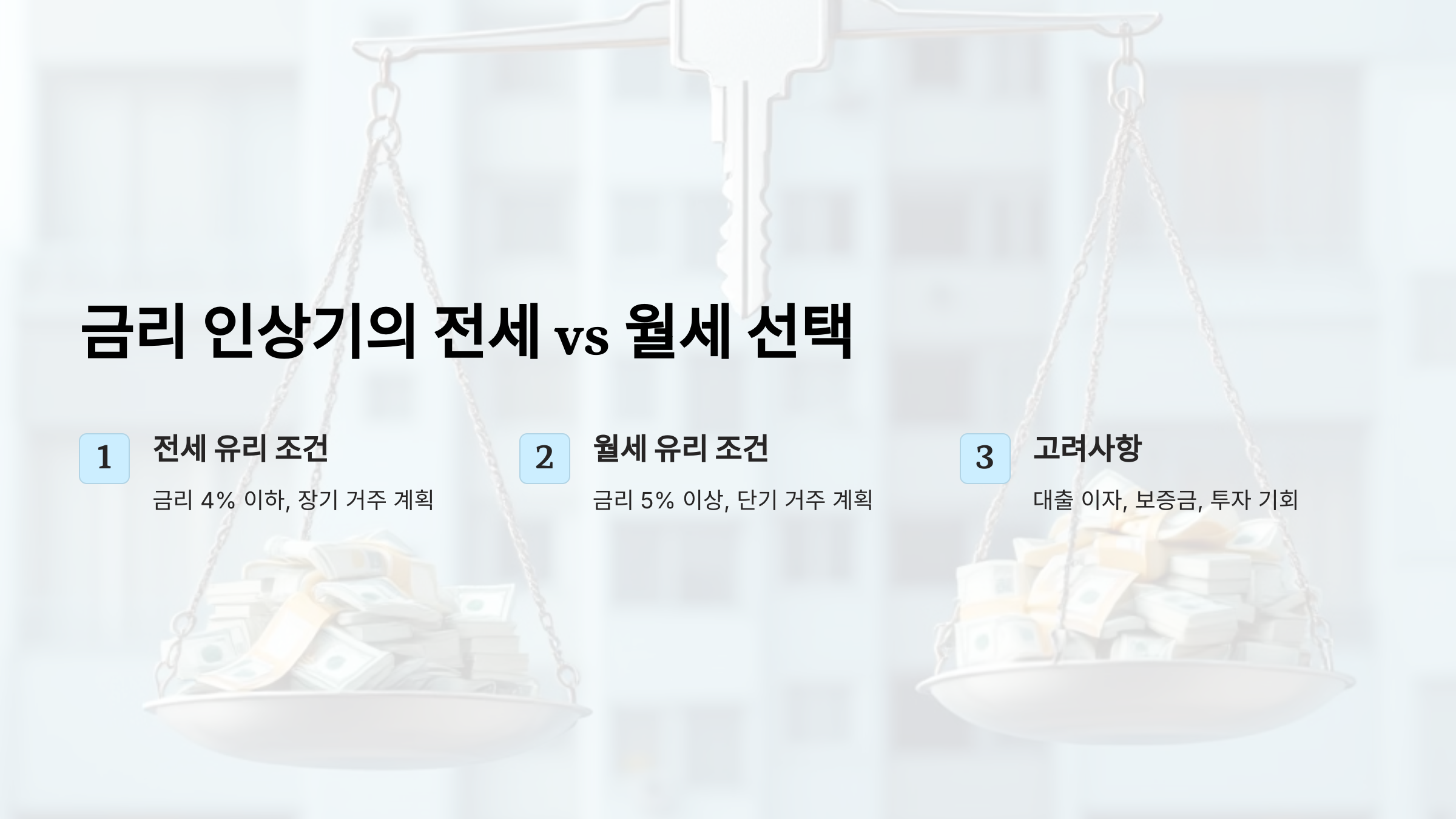 금리 인상기, 전세 vs 월세? 대출 이자까지 따져야 손해 안 본다!