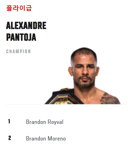 24-25년 UFC 경기일정 선수 랭킹