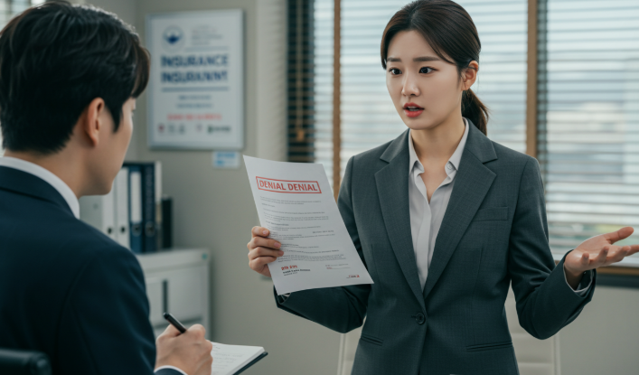 서류 제출하며 이의 신청하는 여성