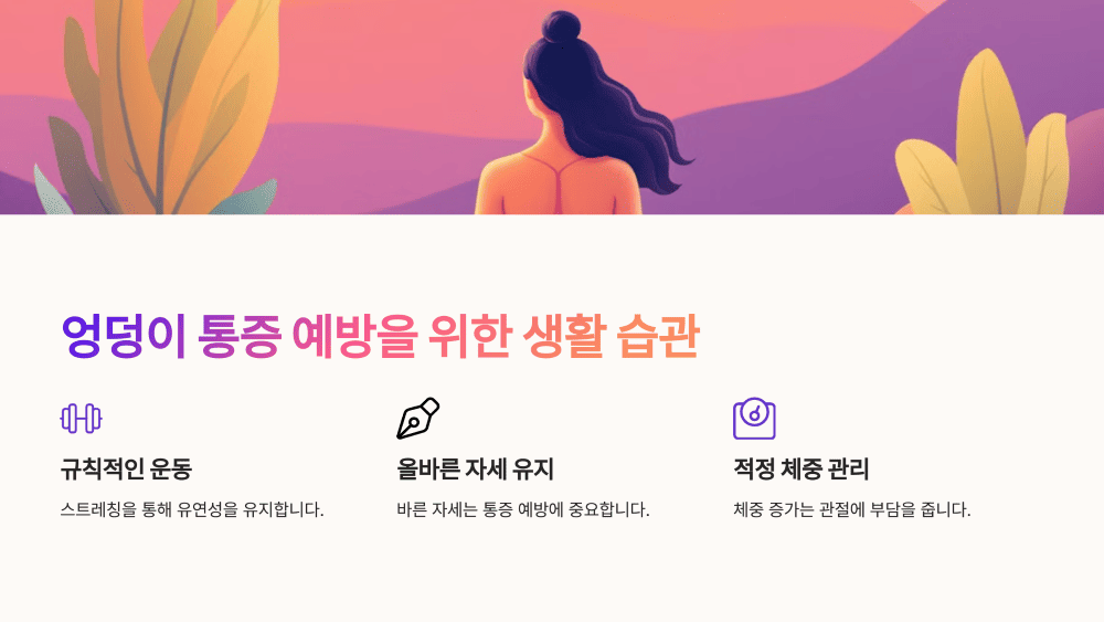 엉덩이 통증 예방을 위한 생활 습관