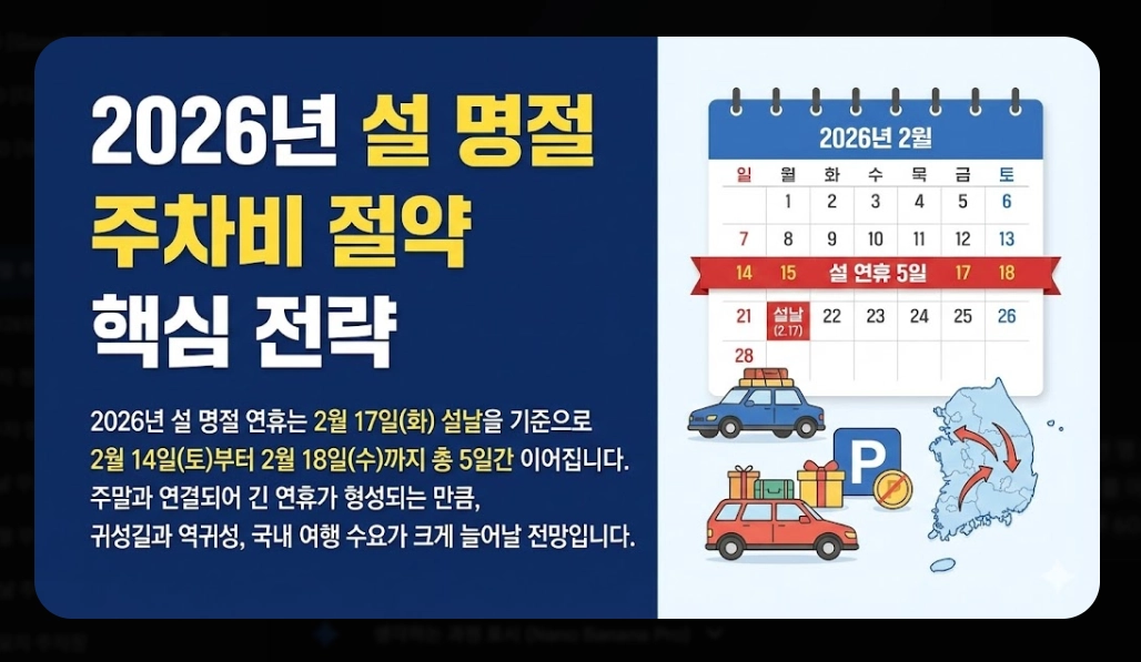 명절 주차비 절약하는 법(2026년, 설 명절, 공영주차장)(+ 통행료 무료)
