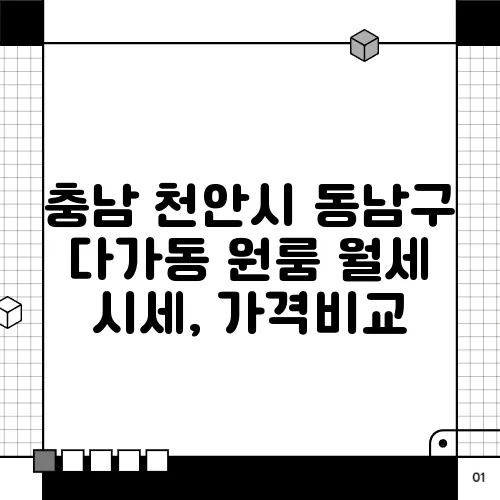충남 천안시 동남구 다가동 원룸 월세 시세, 가격비교