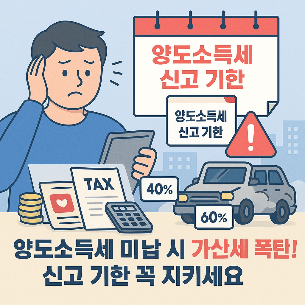 양도소득세 신고 기한 2개월 내 미납시 가산세 부과 안내