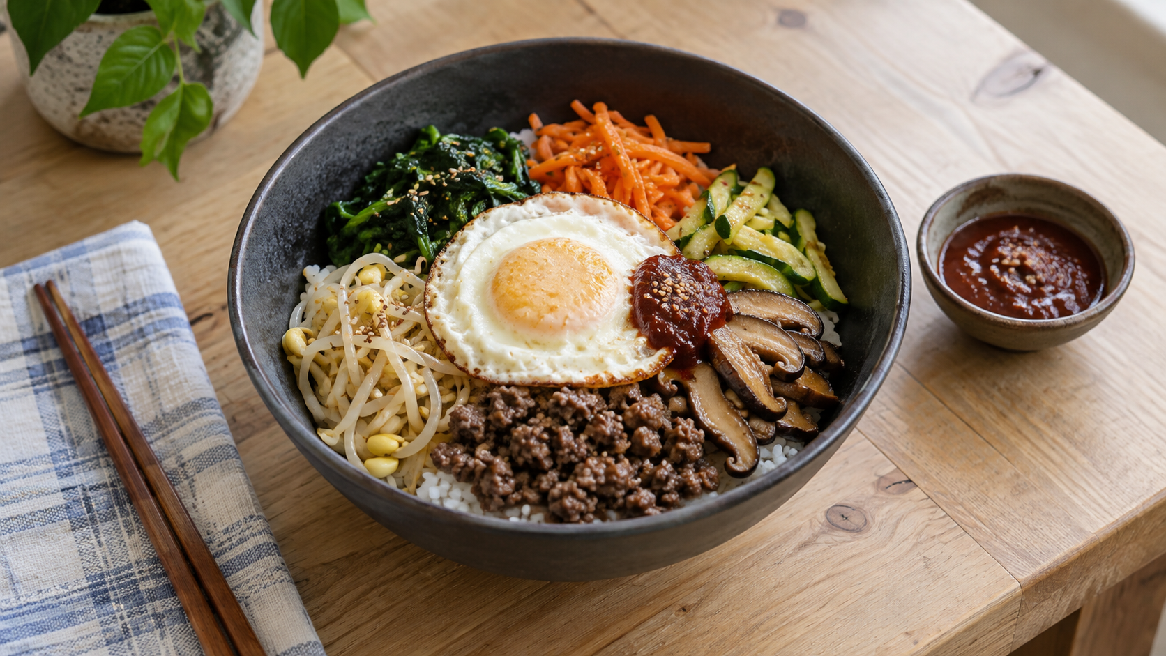 채소 비빔밥 조리 예시, AI 생성 이미지
