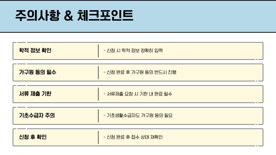 주거안정 장학금 주의사항
