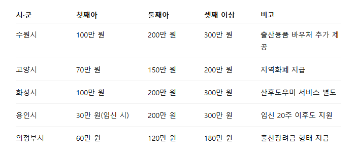 2025 경기도 출산 지원금