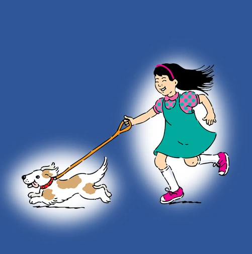 강아지를-산책시키고-있는-여자아이