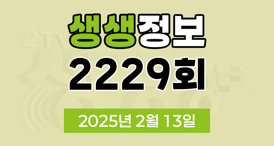 KBS 2TV 생생정보 2229회 2025년 2월 13일 맛집 식당 업체 촬영장소 촬영지 정보, 2TV 생생정보 2229회, 장사의 신, 미스터 Lee의 사진 한 컷, 대한민국, 부부 시트콤 ‘사랑이 뭐길래’, 무작정 간다! SNS 진짜? 가짜?