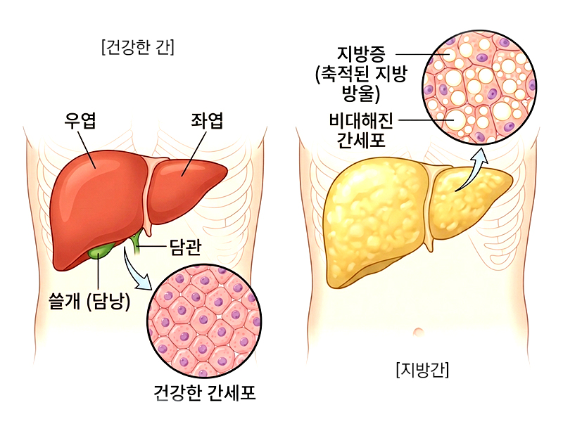 건강한 간과 지방간
