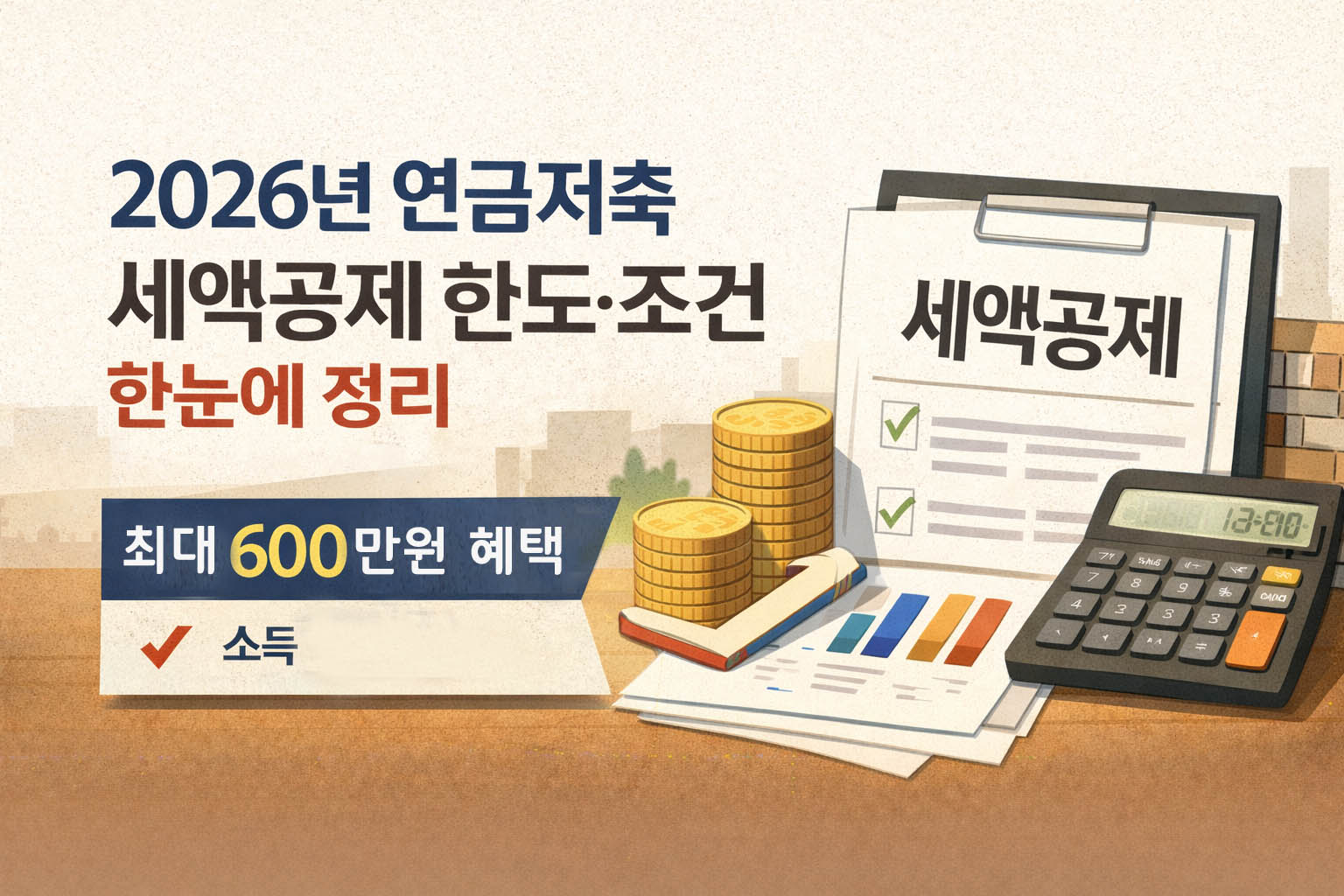 2026년 연금저축 세액공제 한도와 조건을 정리한 인포그래픽 이미지