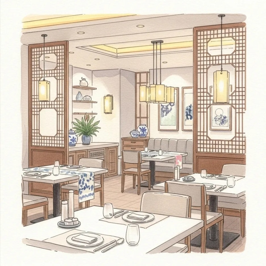 현대적인 감각의 고급스러운 레스토랑 내부