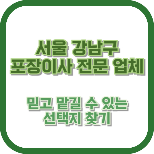 서울 강남구 포장이사 전문 업체, 믿고 맡길 수 있는 선택지 찾기