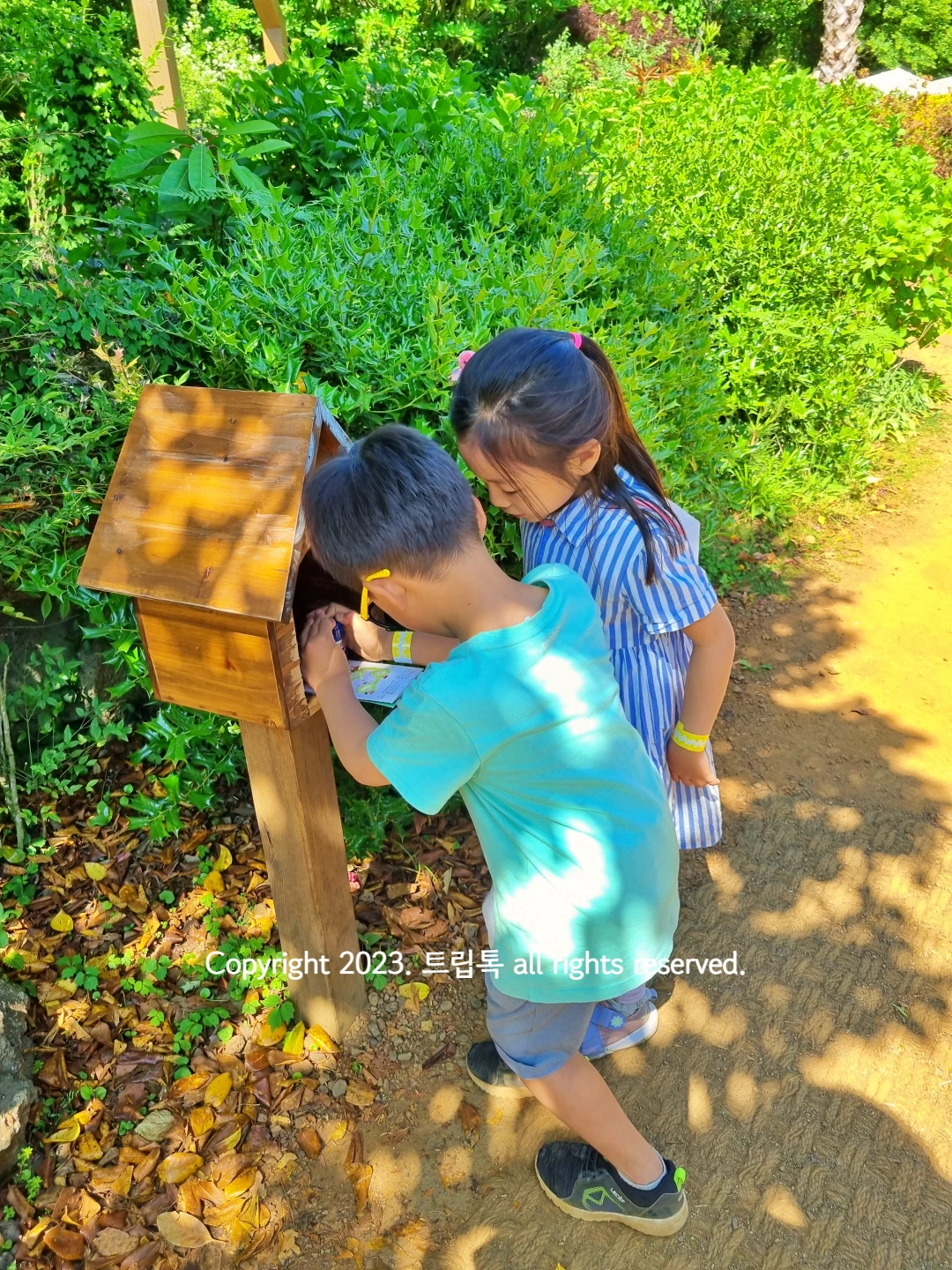 도장을 찍고 있는 아이들
