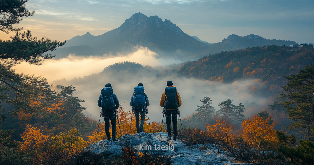 마니산 등산 모습