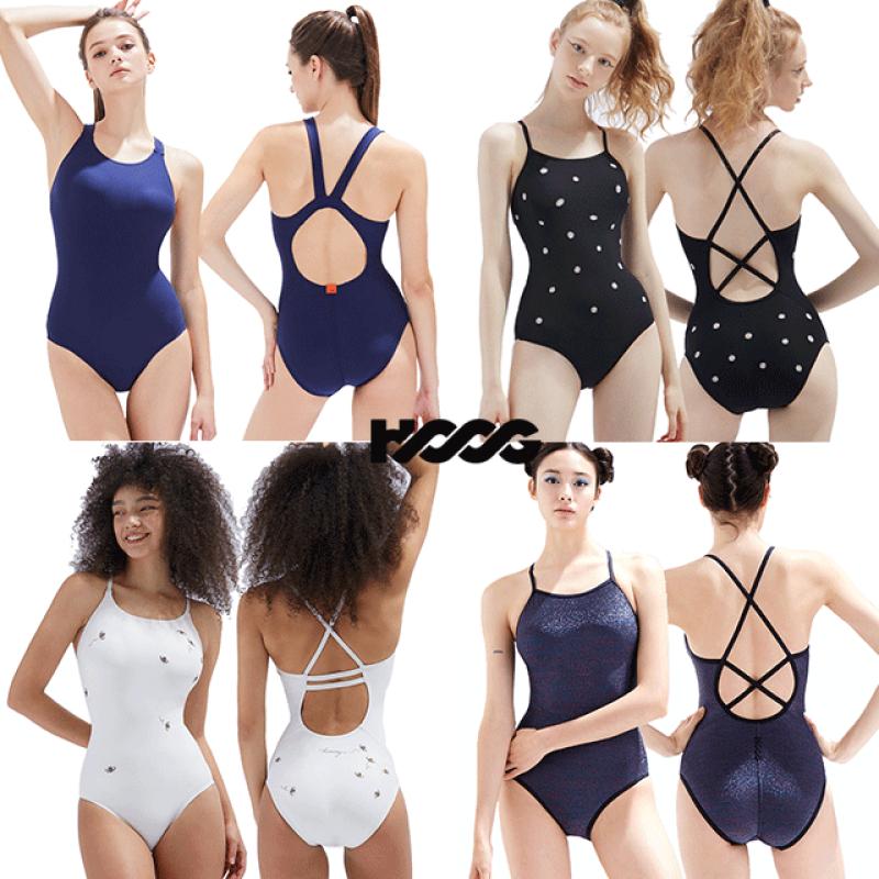 후그 여자 수영복 로우컷 실내수영복 WRT1510 X백 네이비