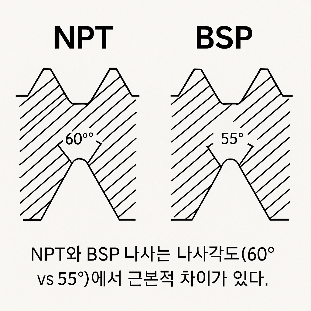 NPT vs BSP thread angle comparison 60 vs 55 degrees
