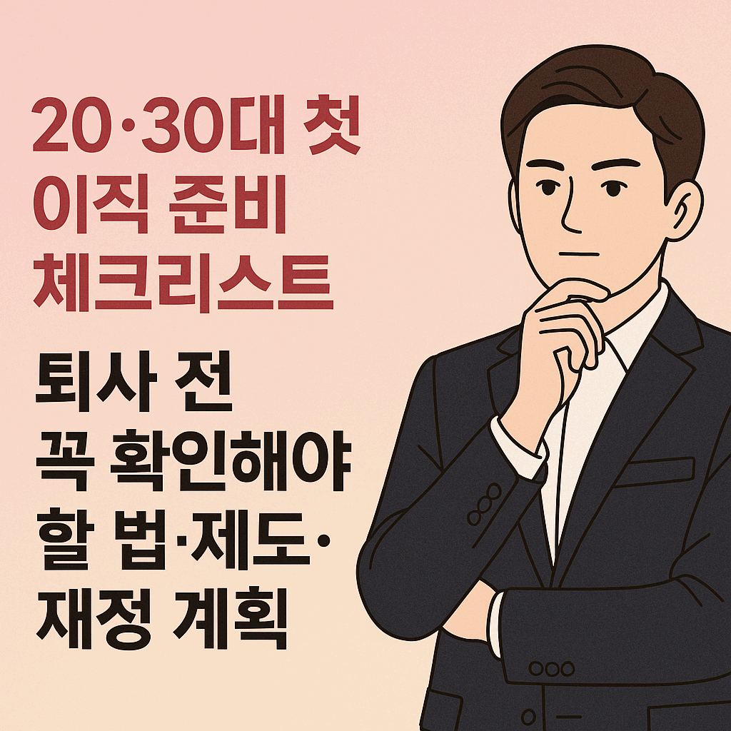 20&middot;30대 첫 이직 준비 체크리스트 : 퇴사 전 꼭 확인해야 할 법&middot;제도&middot;재정 계획