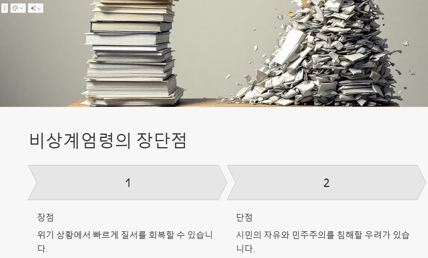 비상계엄령의 장단점 서류 사진