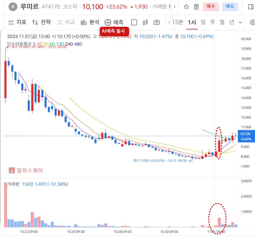 루미르 일봉차트