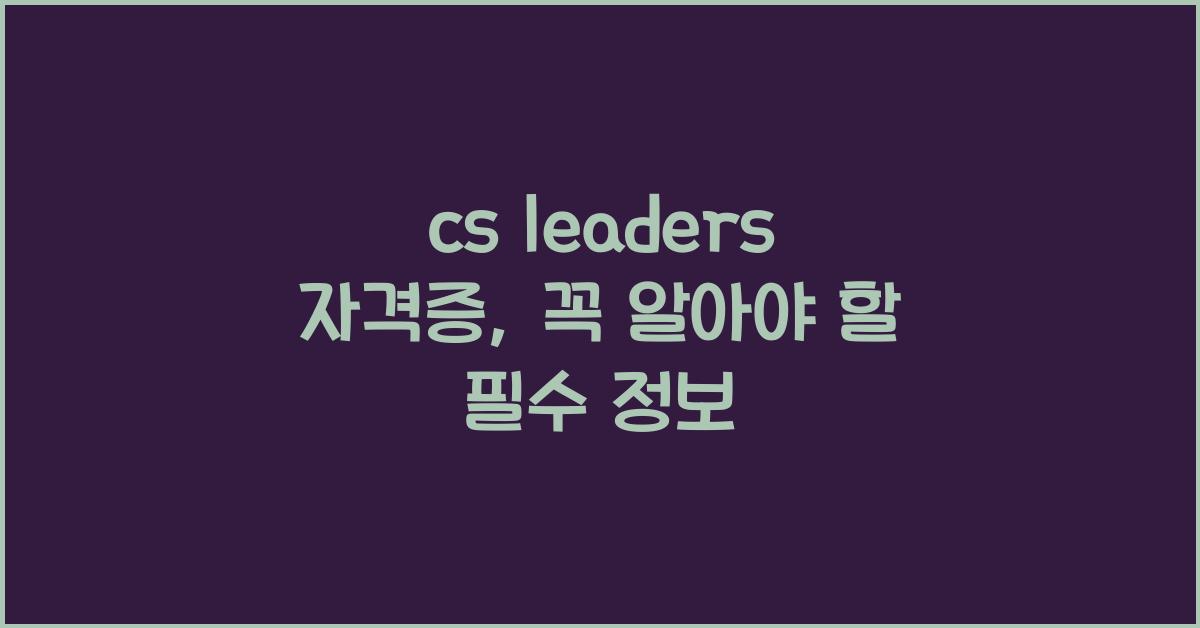 cs leaders 자격증