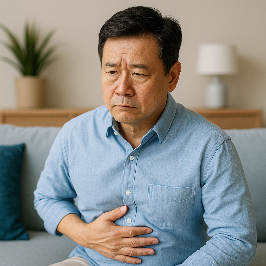 복통을 호소하는 사람 이미지