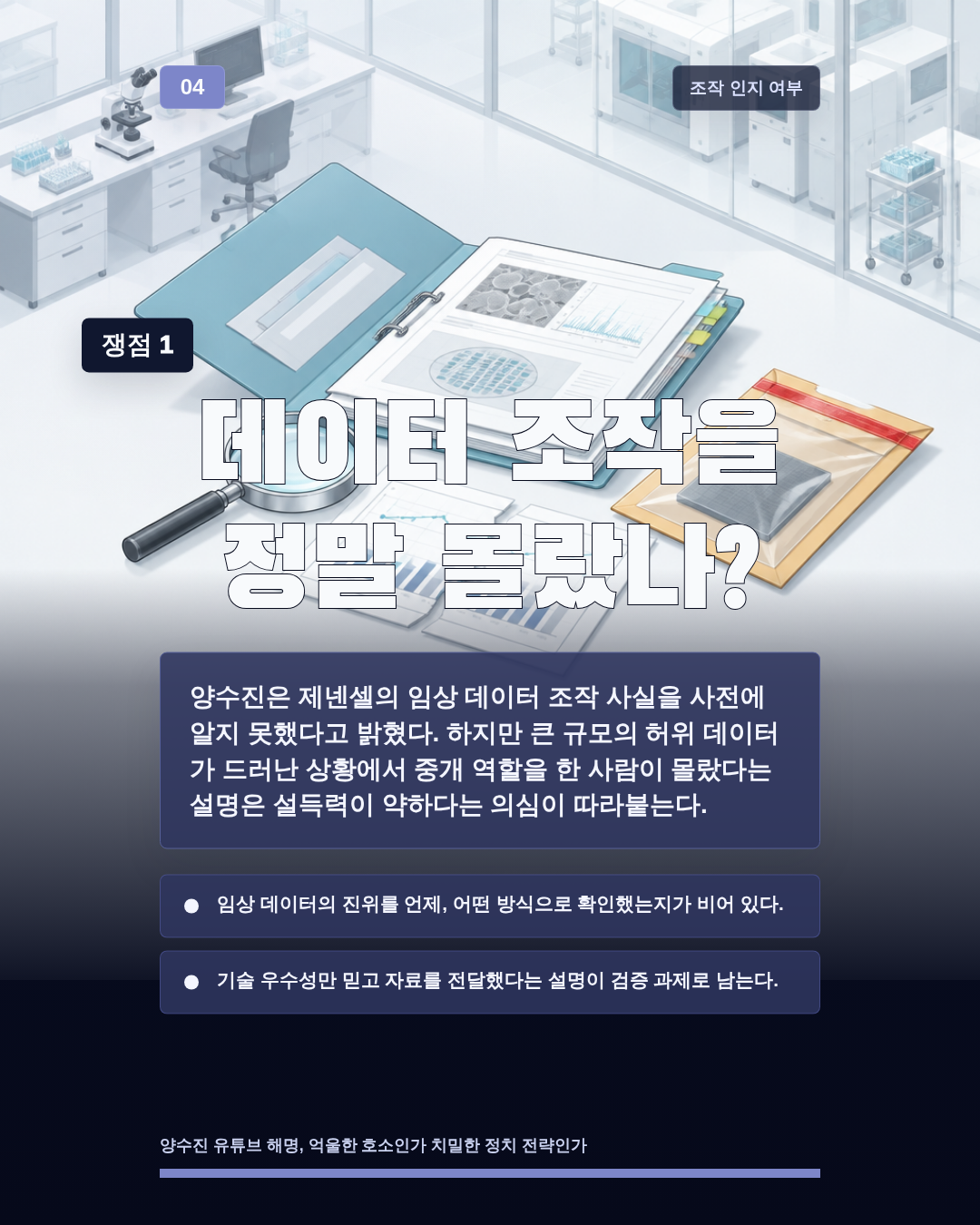 데이터 조작을 정말 몰랐나?