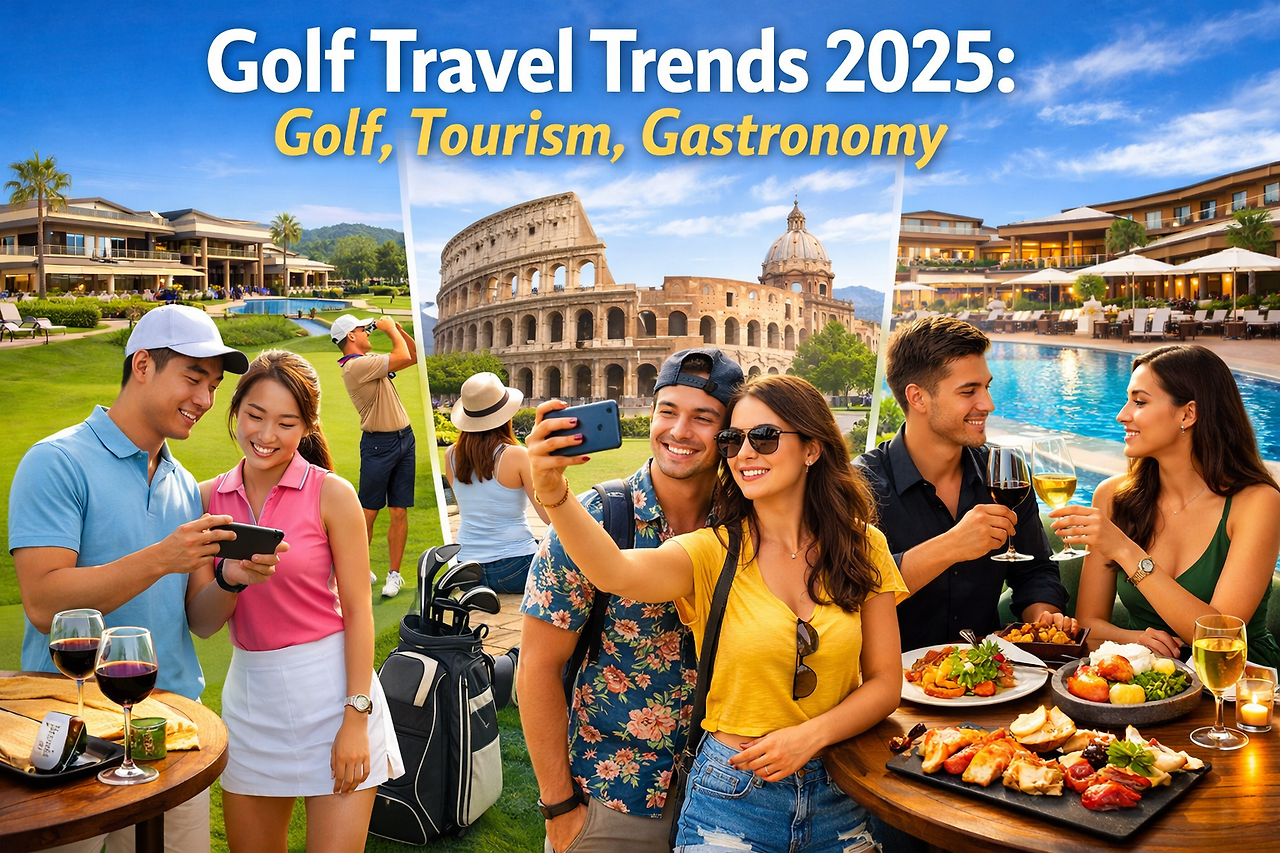 골프, 투어, 미식을 즐기는 이미지