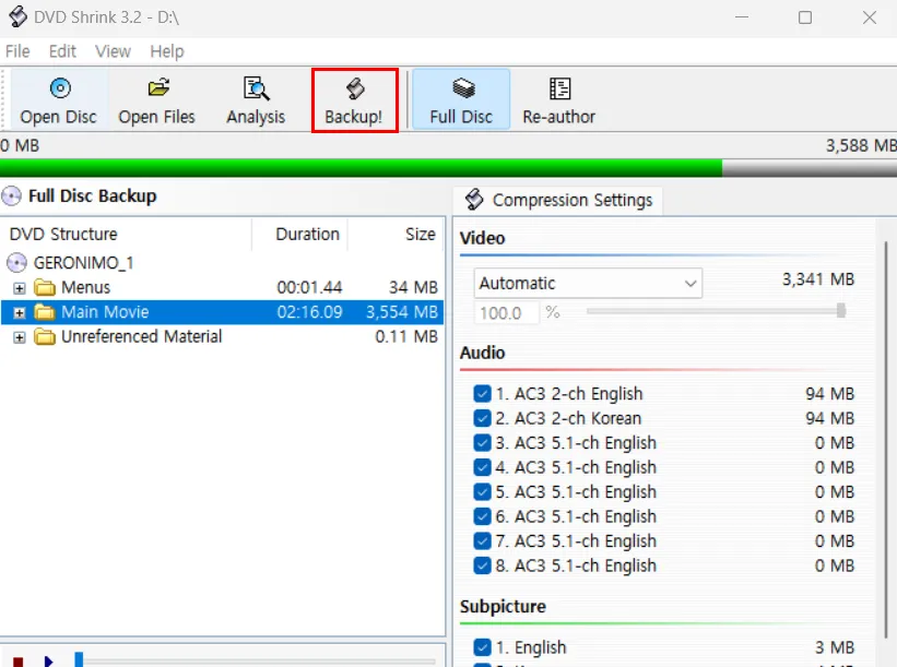 DVD shrink 사용방법