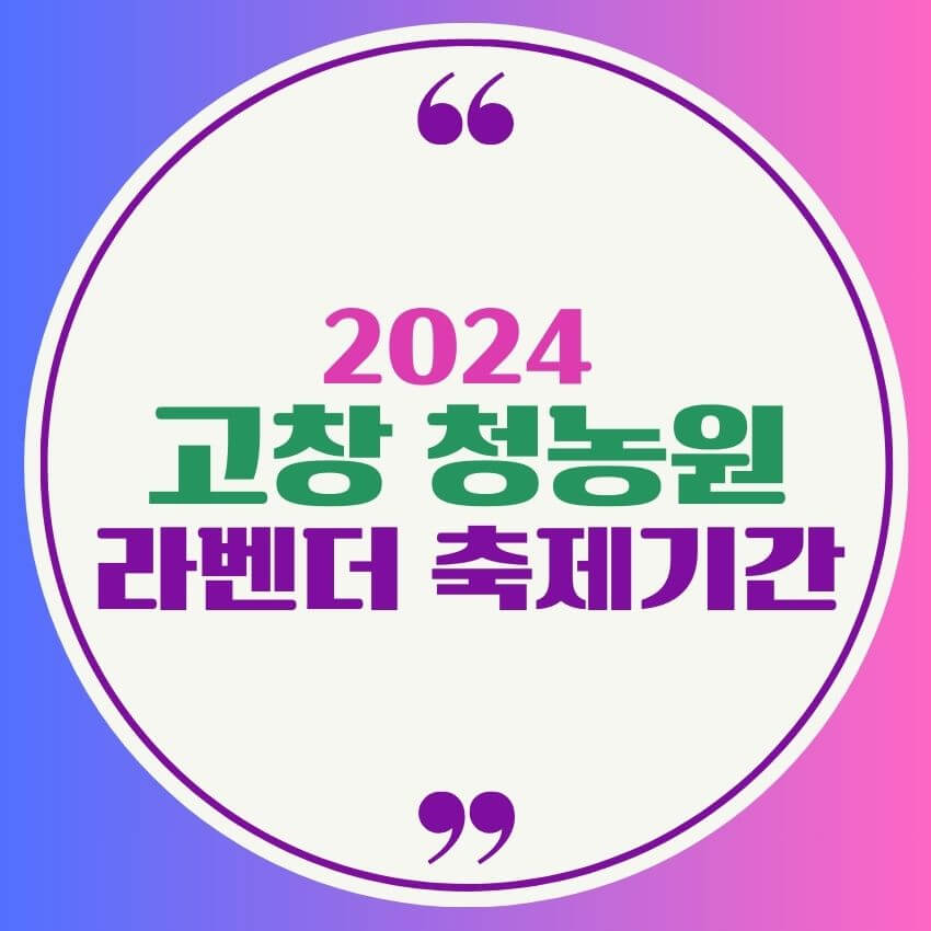 2024 고창 청농원 라벤더 축제 기간