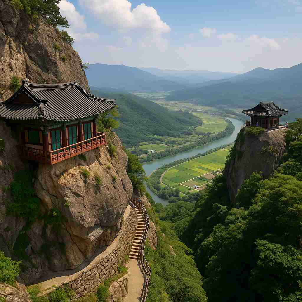 전라남도 구례 사성암과 오성 전망대 풍경