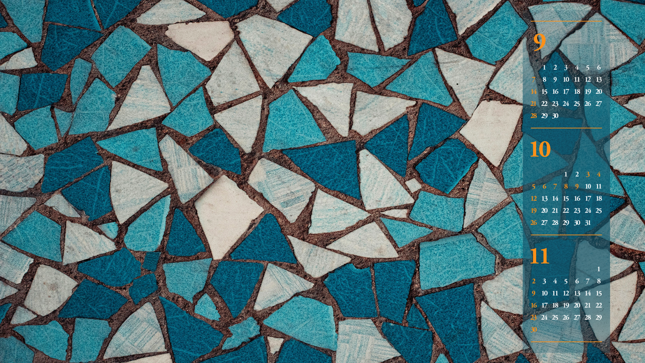 03 청록색 타일벽 B - 2025년10월 노트북배경화면