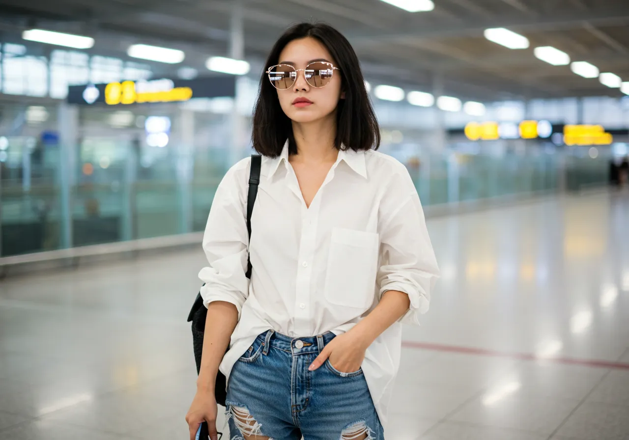 공항패션 선글라스 스타일링 연예인처럼 하기