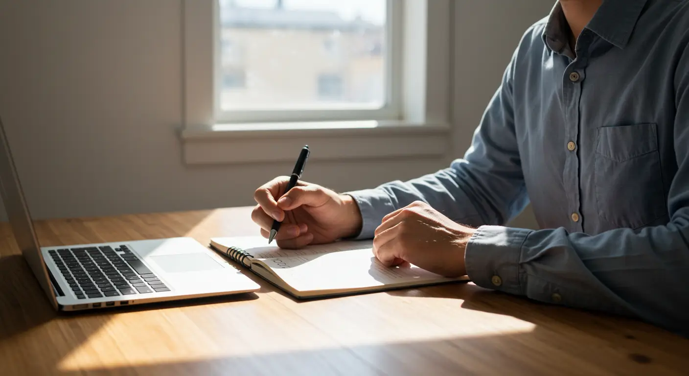 근로자 채무통합 조건을 확인하기 위해 체크리스트를 작성하는 모습