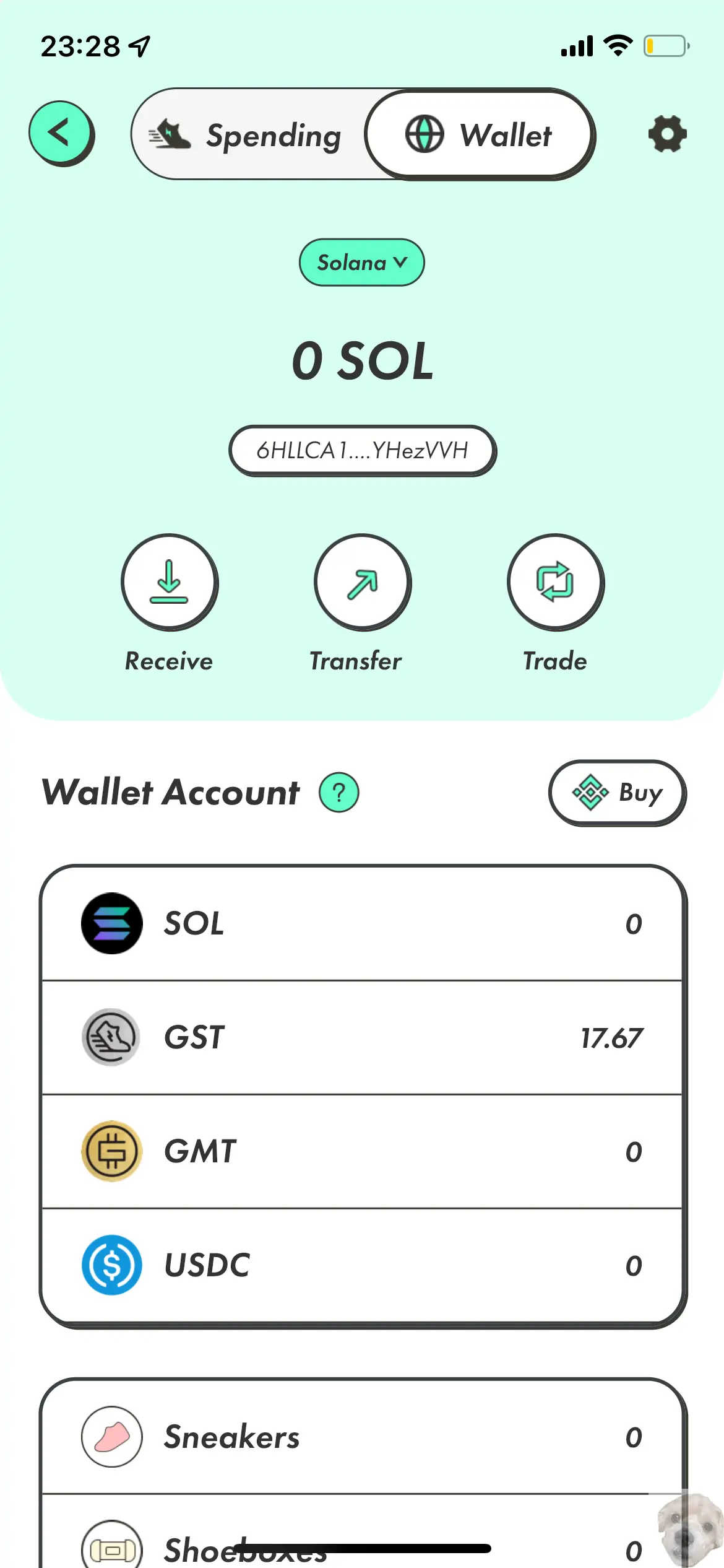 GST를 USDC로 스왑하기 위해 토큰계정을 생성해야 한다