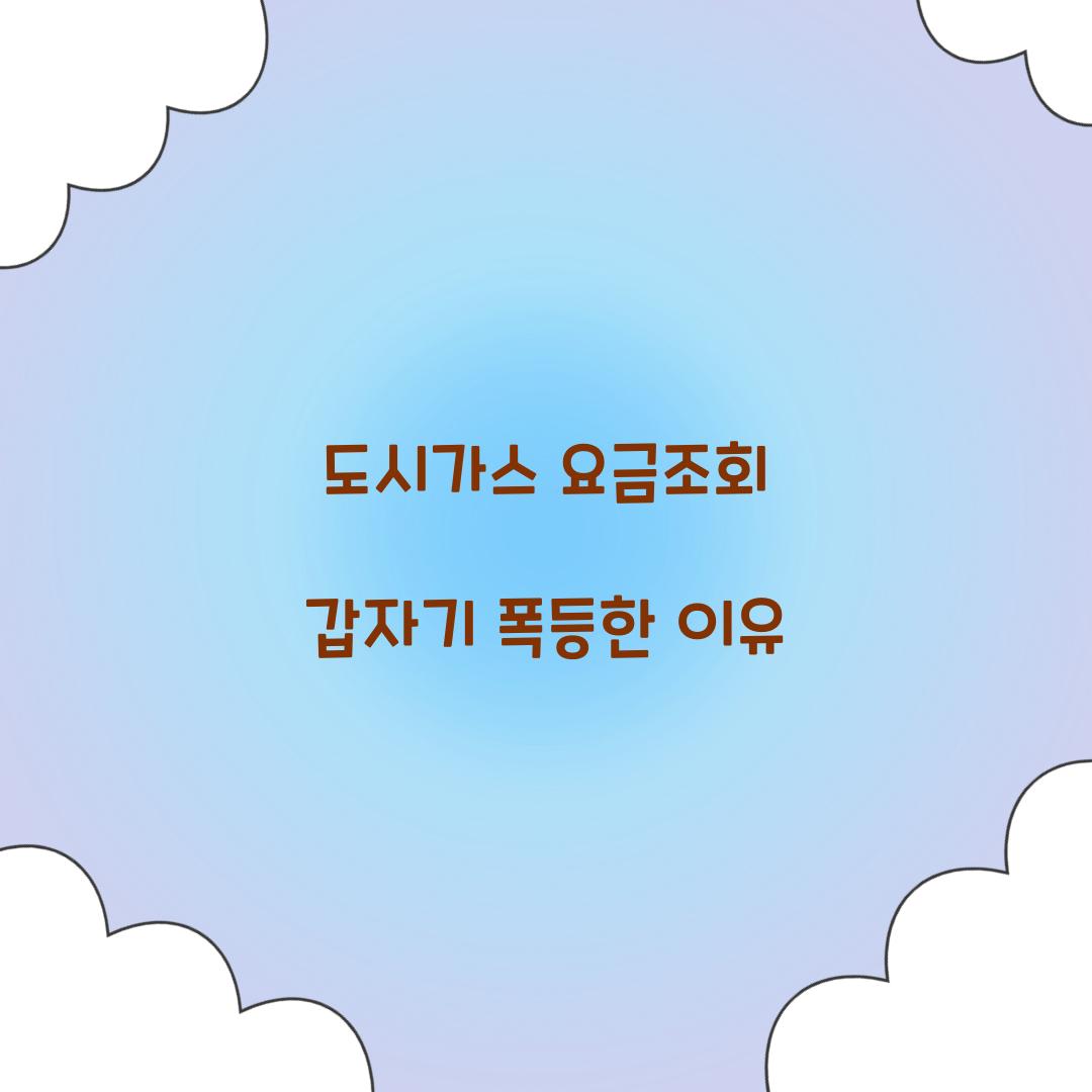 도시가스 요금조회 갑자기 폭등한 이유  