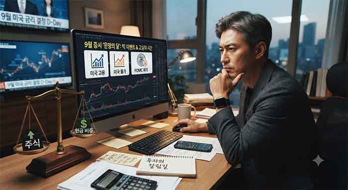 증시 빅이벤트 속 고민하는 투자자.