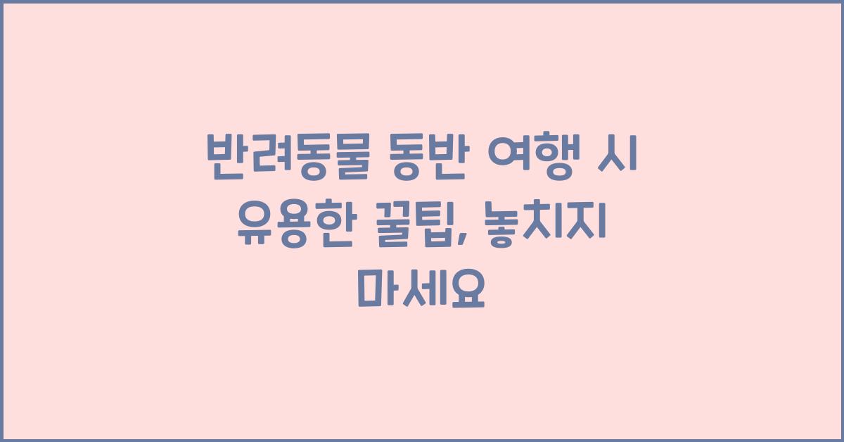반려동물 동반 여행 시 유용한 꿀팁