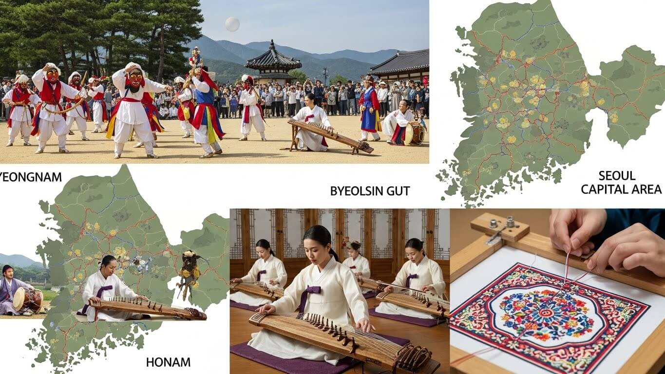 무형문화재의 지역별 분포 관련 사진