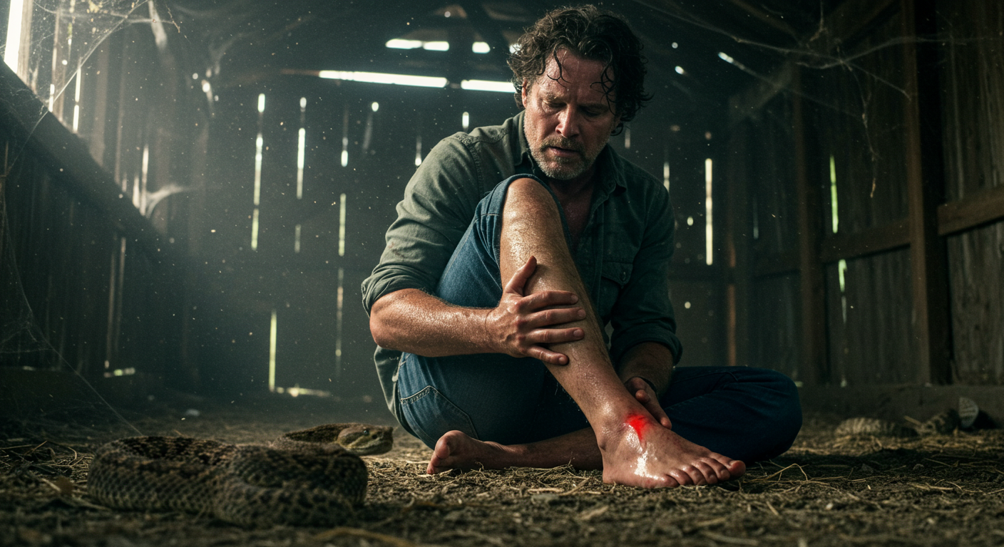 뱀에 물리는 모습