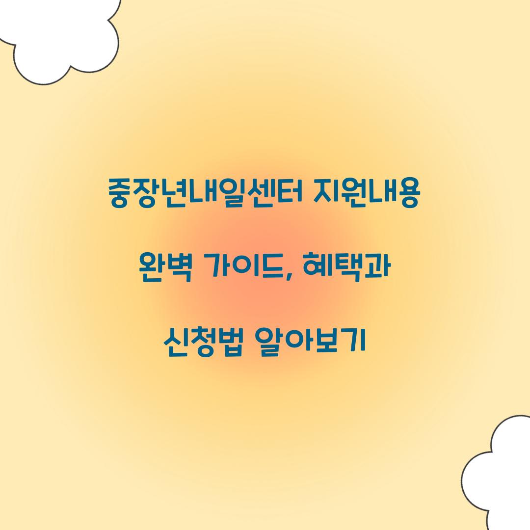 중장년내일센터 지원내용