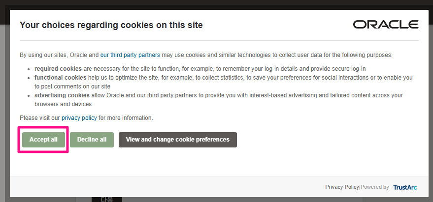 [ Accept all ] 버튼 클릭