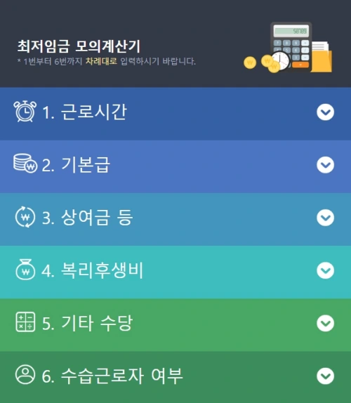 고용노동부 최저임금 계산기